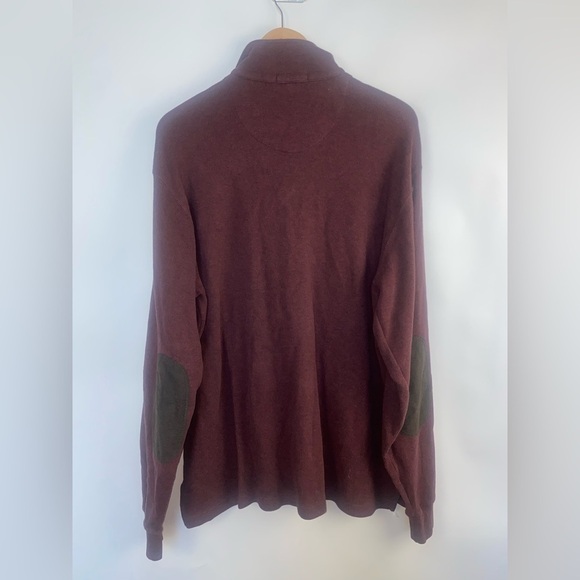 Lands End Men's Rib Quarter Zip Sweater‎ XL elbow patches - Picture 2 of 9